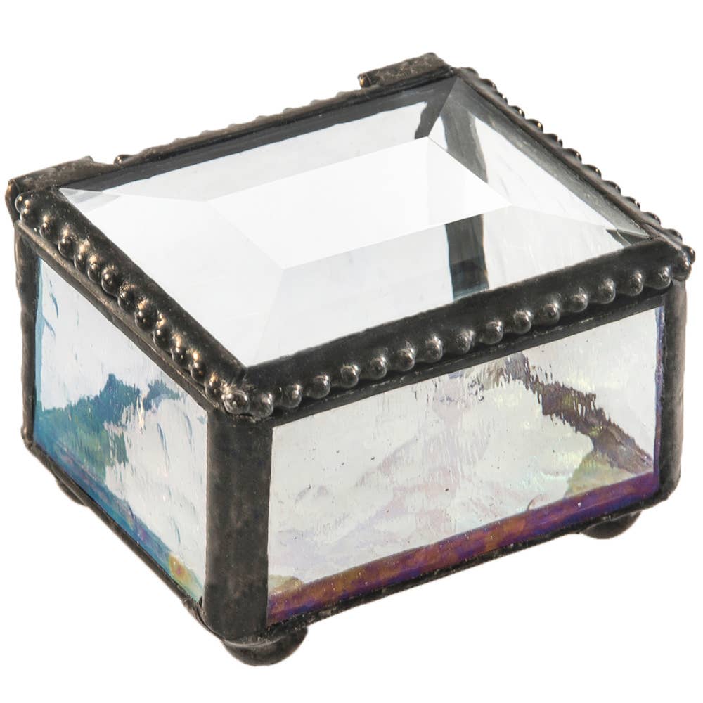 J Devlin Glass Art & Bert Anderson Collection - Small Stained Glass Ring Box J Devlin Box 325 Series: Clear