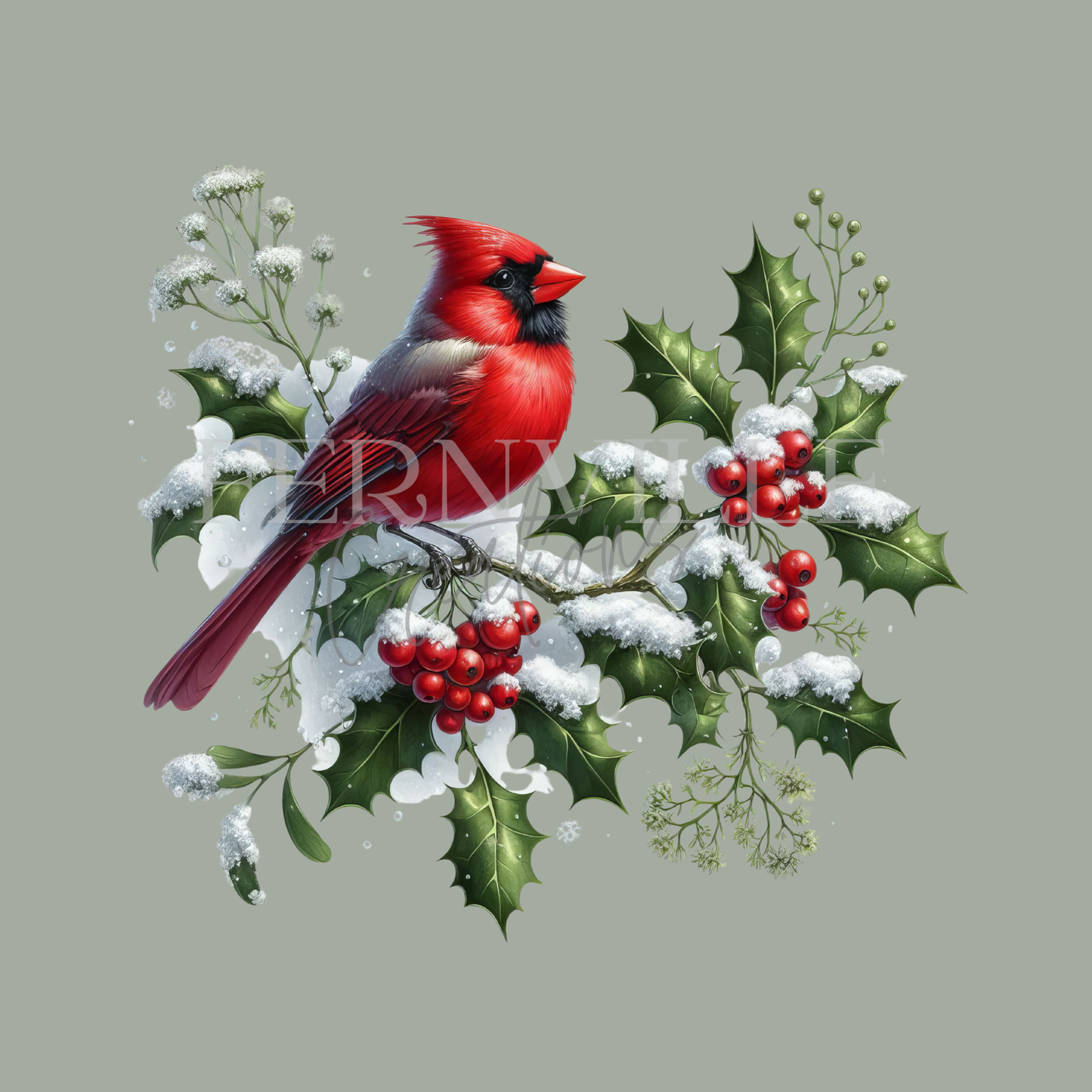 Fernville Creations - Cardinal Fingertip Towel, Winter Bath Accent, Powder Room To