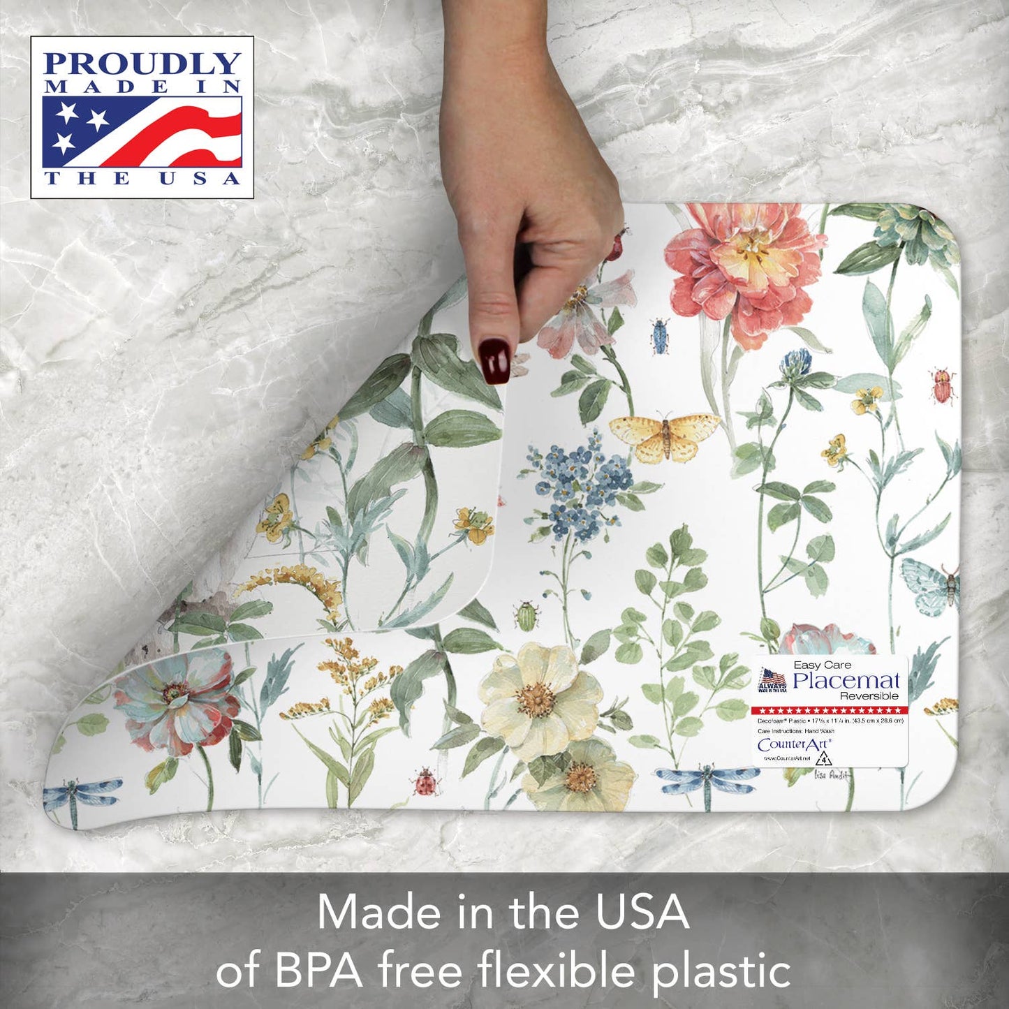 CounterArt/Highland Home/Thirstystone/CoasterStone - Spring Meadow Bunny Reversible Rectangular Plastic Placemat