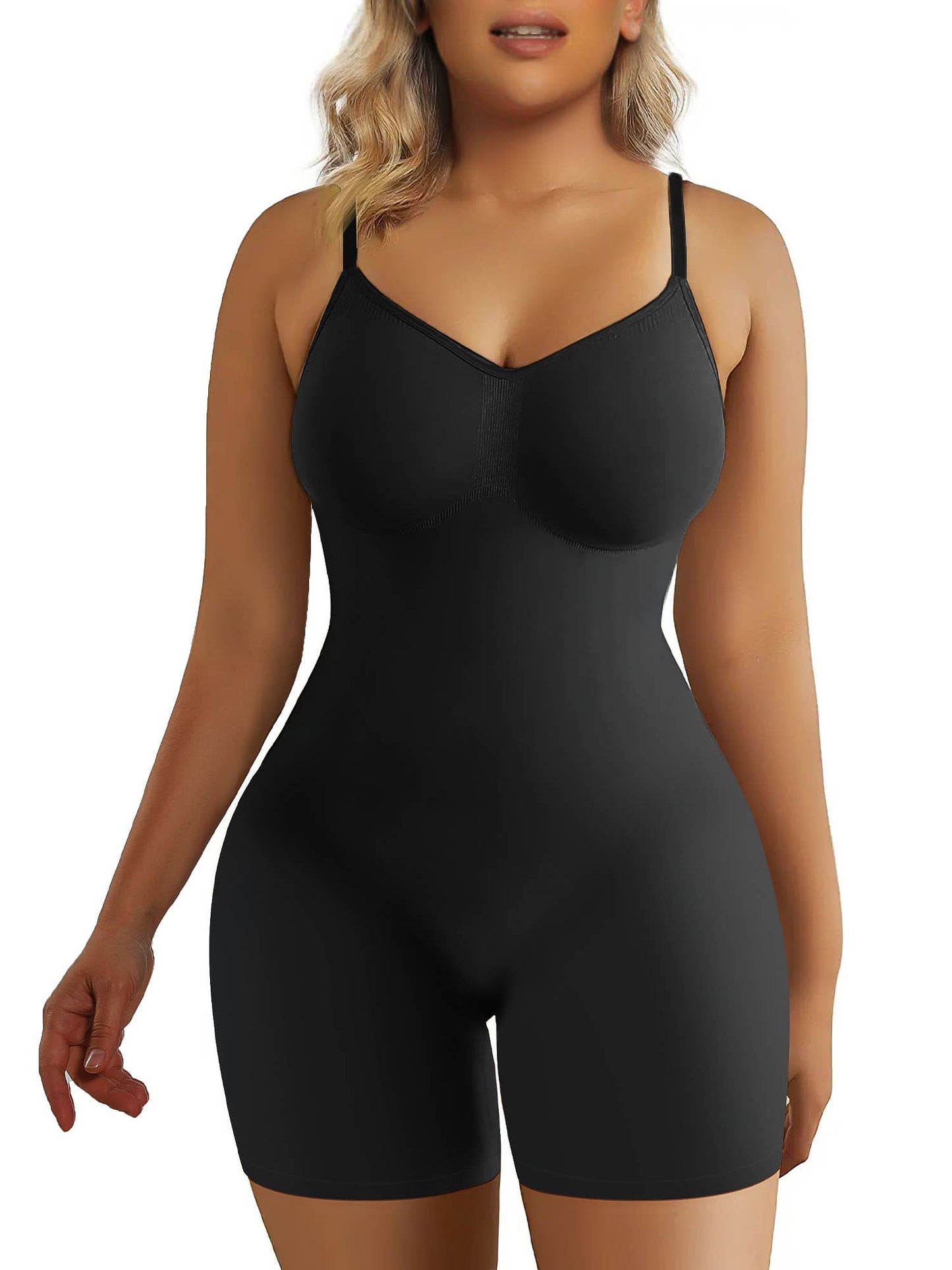 SHAPERX - SHAPERX Seamless Full Body Tummy Control Bodysuit shapewear: L/XL / Black