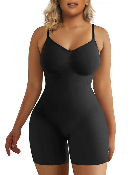 SHAPERX - SHAPERX Seamless Full Body Tummy Control Bodysuit shapewear: L/XL / Black