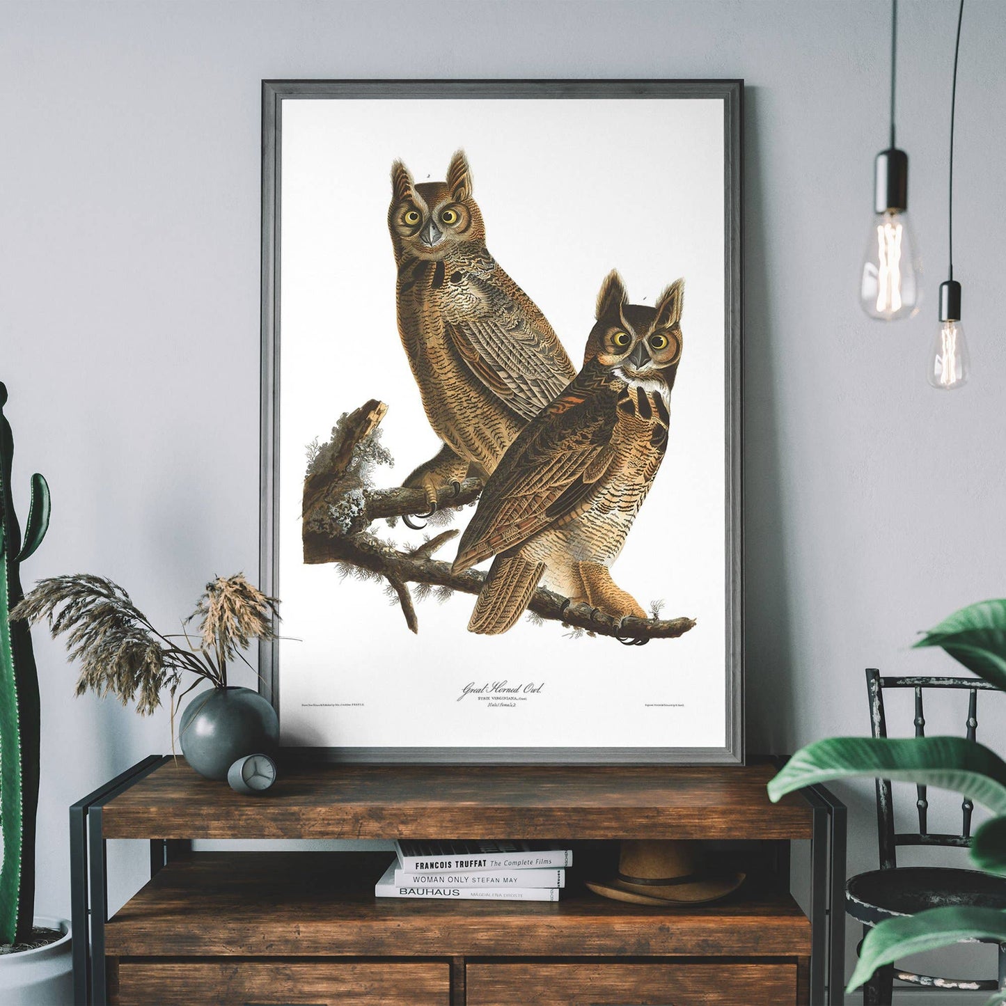 Ink & Drop - Great Horned Owl Vintage Antique Bird Print: 11 ¾ x 15 ¾ in | 30x40 cm / Matte