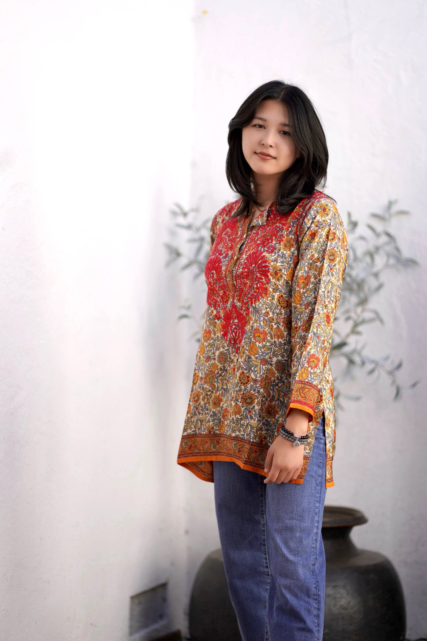 Dolma - KDC Emb. Tunic Red Orange: XL