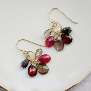 a.v. max - Semi Precious Cluster Earrings: Leaf