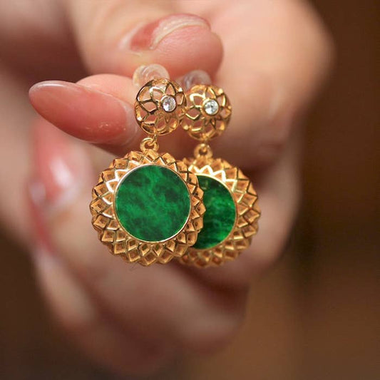 Cici’De Jewelry Amsterdam - Royal Jade Flower Framed Earrings