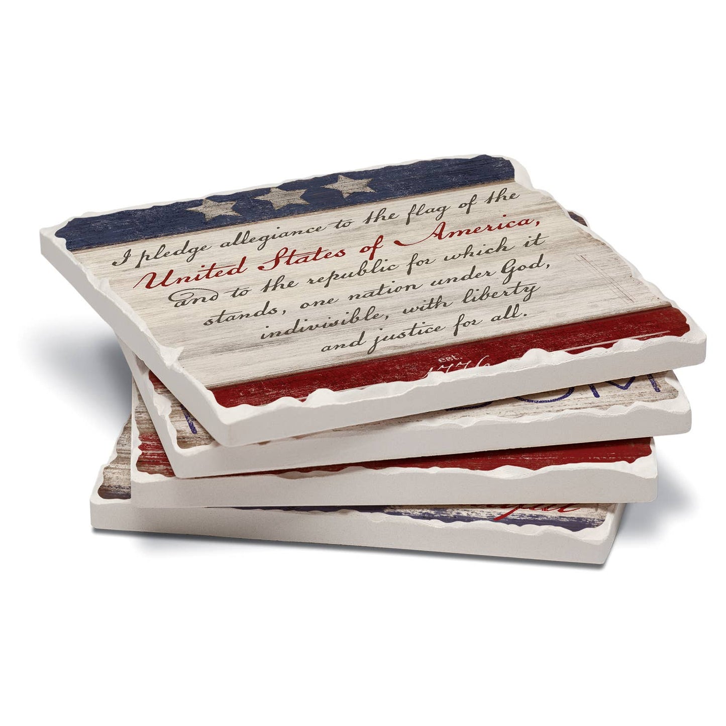 CounterArt/Highland Home/Thirstystone - Americana Assorted Image Tumbled Tile Coaster 4 Pack