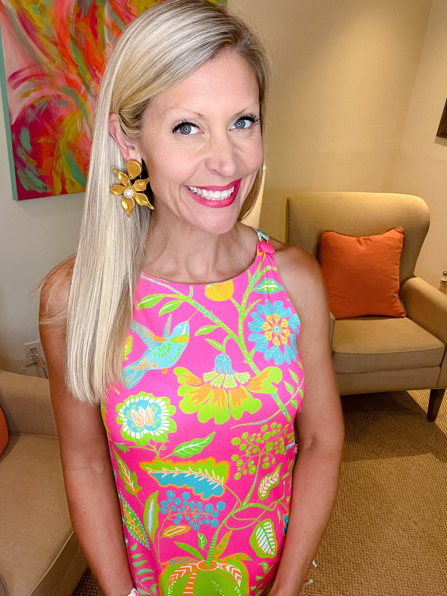 Hidden Truth Jewelry - Stargazer Lily & Pearl Dangles