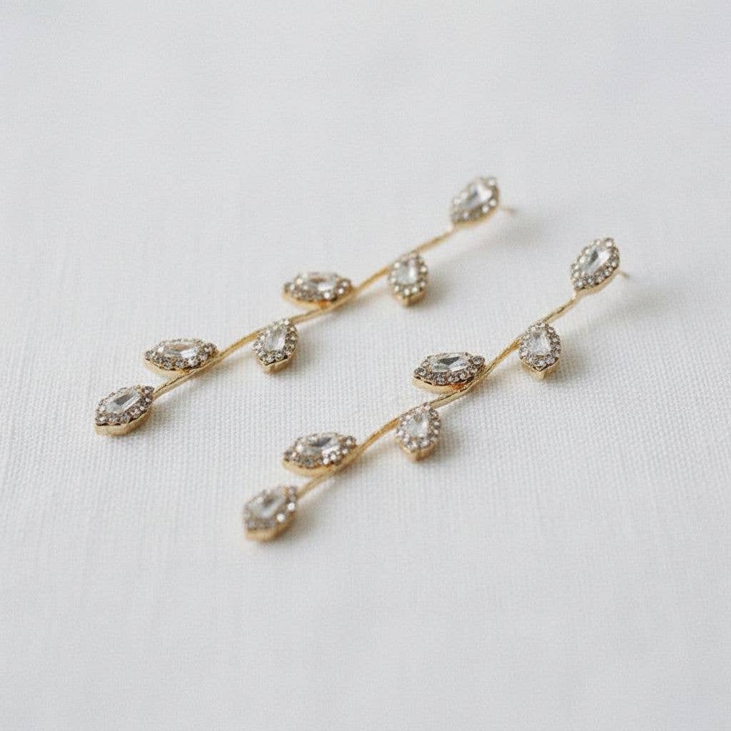 Ellemadera - Elegant Long Leaf Dangle Earrings