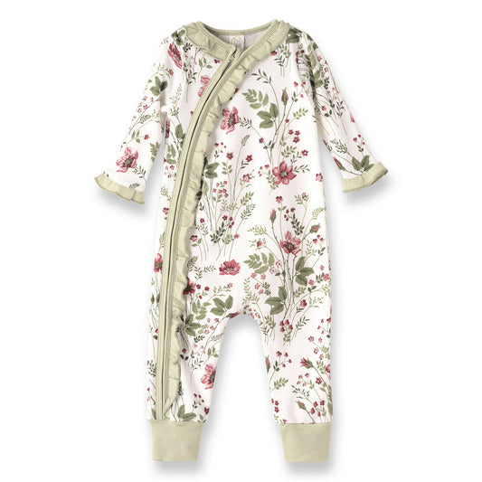 Tesa Babe - Pretty Petals Bamboo Zipper Romper - Mommy and Me: 3-6M
