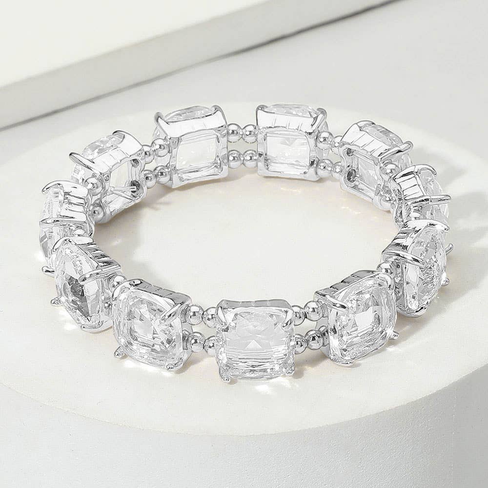 Sensibling Corp. - Cushion Square Stone Stretch Evening Bracelet: GCL