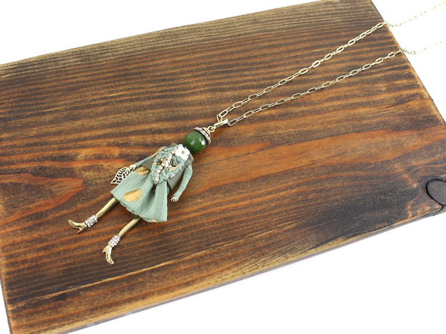 Pretty Persuasions - N23188B Stone Adorned French Doll Stainless Steel Necklace: 04 GD/French Doll 4