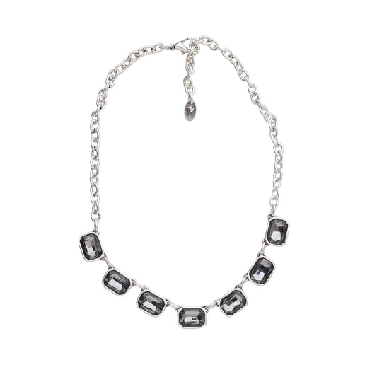 Chanour - Handmade Smoky Crystal Pewter Necklace - 3948