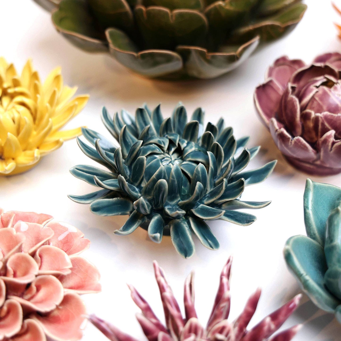 Chive - Coral 11 - Ceramic Faux Flowers: Flower Purple