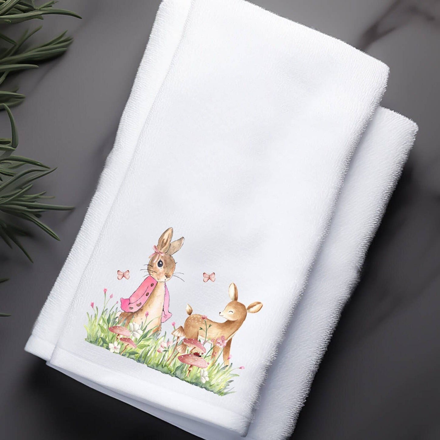 Fernville Creations - Bunny & Deer Easter Fingertip Towel and Hostess Gift