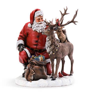 Napco Santa With Reindeer and Animal Friends