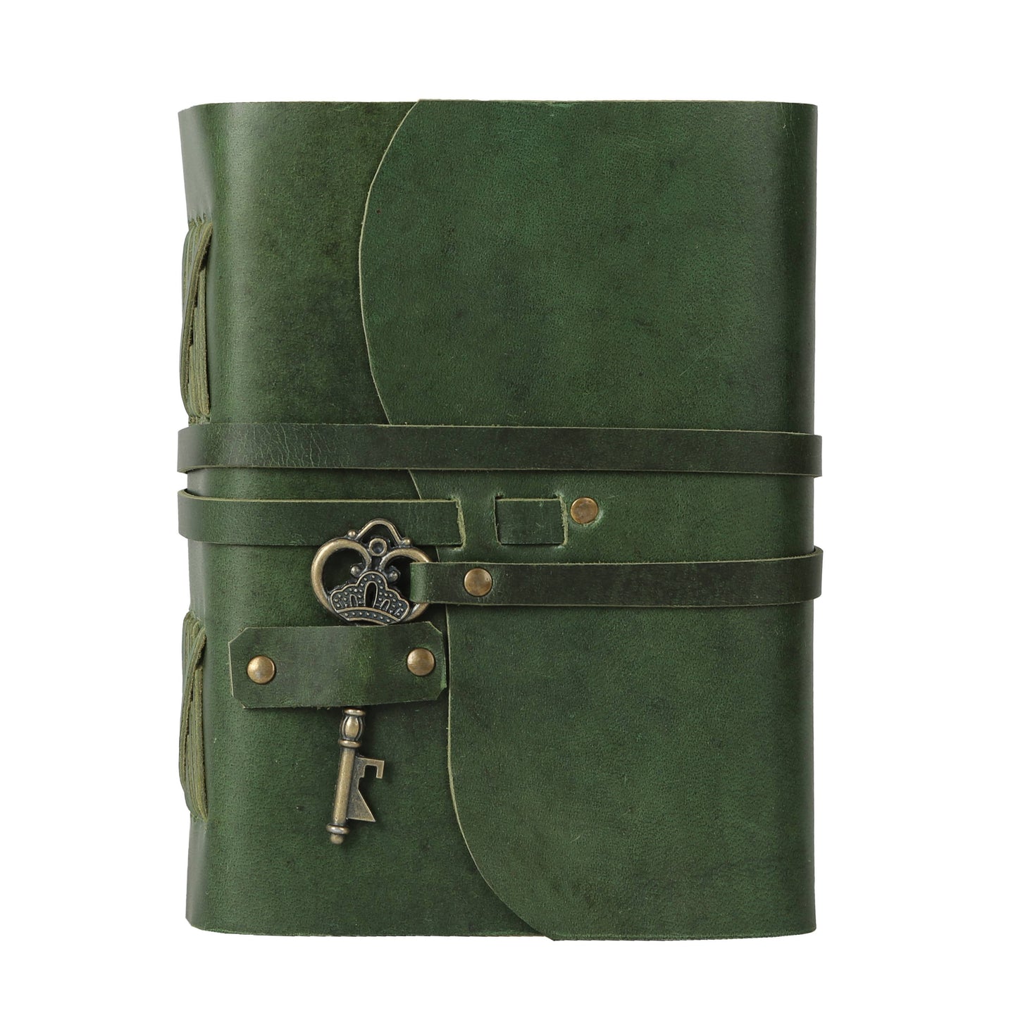 Tuzech Leather - Vintage Journal Retro Travel Diary an Exclusive Handmade Paper Notebook with Key Leather Bound Book Of Shadows Hocus Pocus for Man and Women: Green / Unlined 7 x 5 Inches