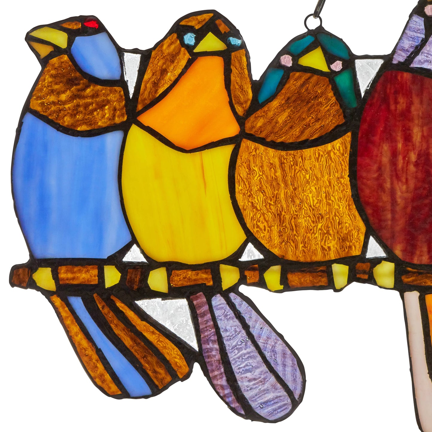 River of Goods - 9.5"H Marisol Multicolor Birds Stained Glass Window Panel