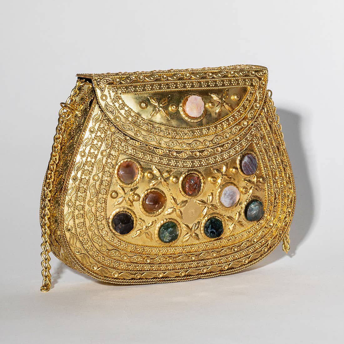 Gypsie Jane - Stone detailed vintage metal bag: GOLD / ONESIZE