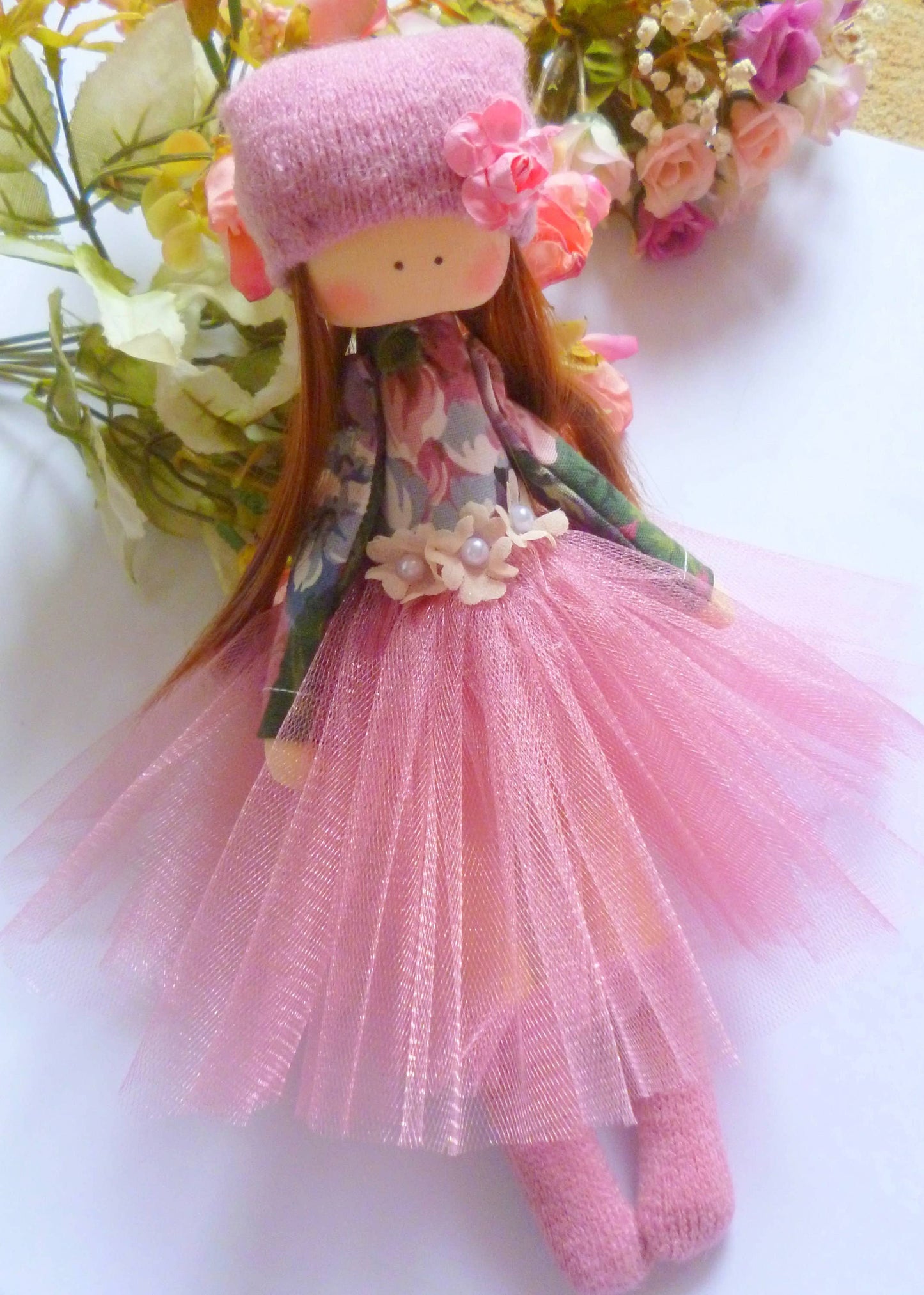 ChernikovaNataliya - Cute Baby Girl Nursery Decor, Fabric Doll with Hair