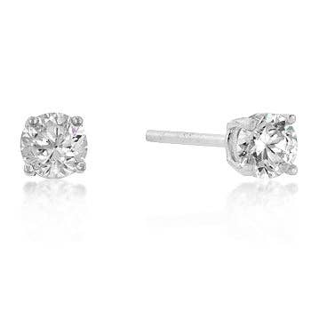 JGoodin - 4mm New Sterling Round Cut Cubic Zirconia Studs Silver