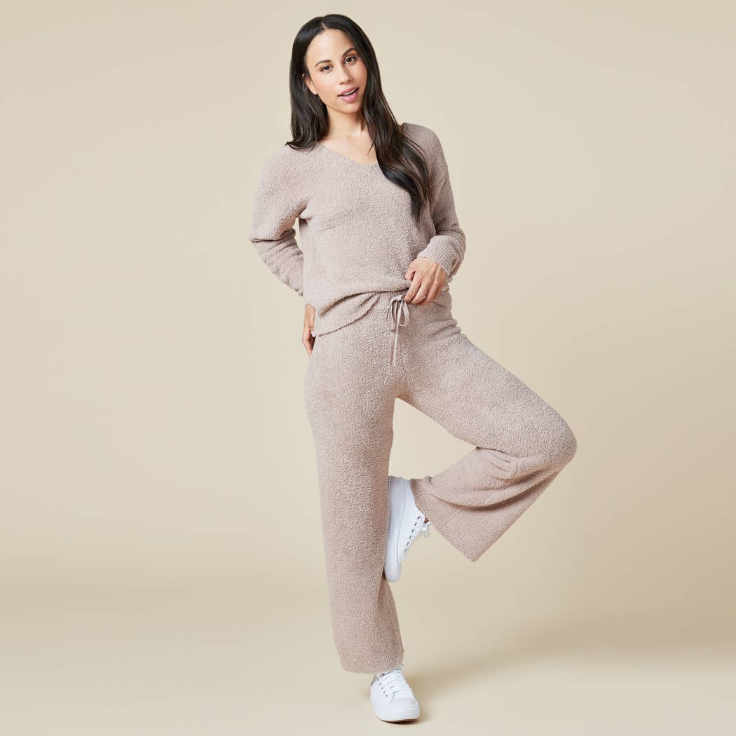 Softies - Solid Marshmallow V-Neck Lounge Set: Grey / S