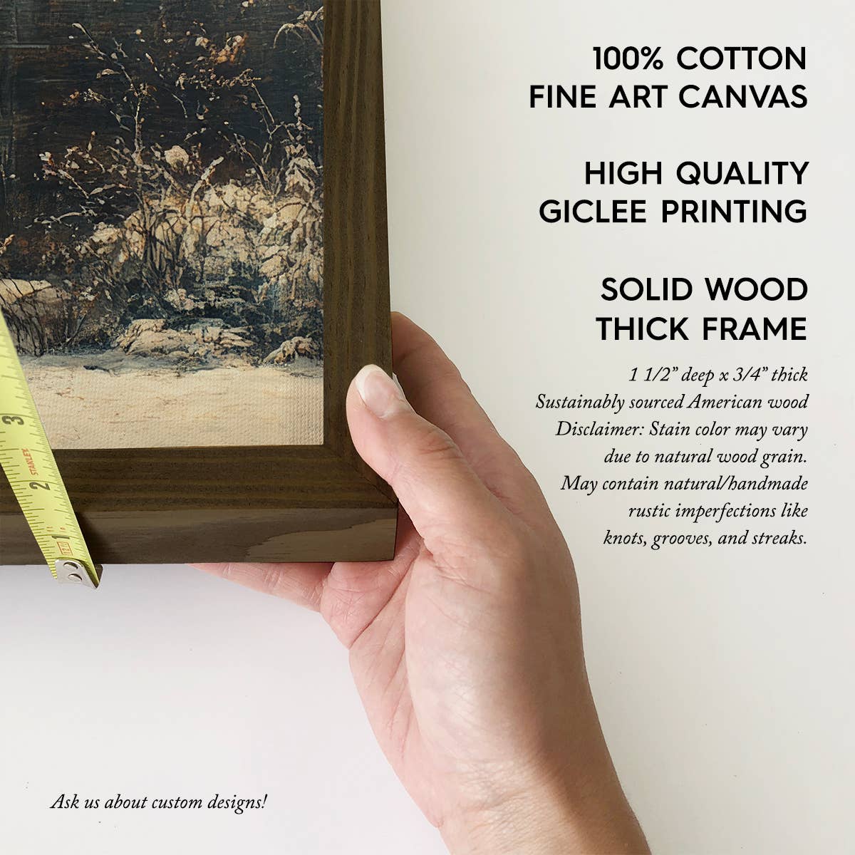 Hangout Home - Winter Lone Deer - Winter Canvas Wall Art - Wood Framed Art: 24x36" Extra Large Canvas Art with Thick Wood Frame