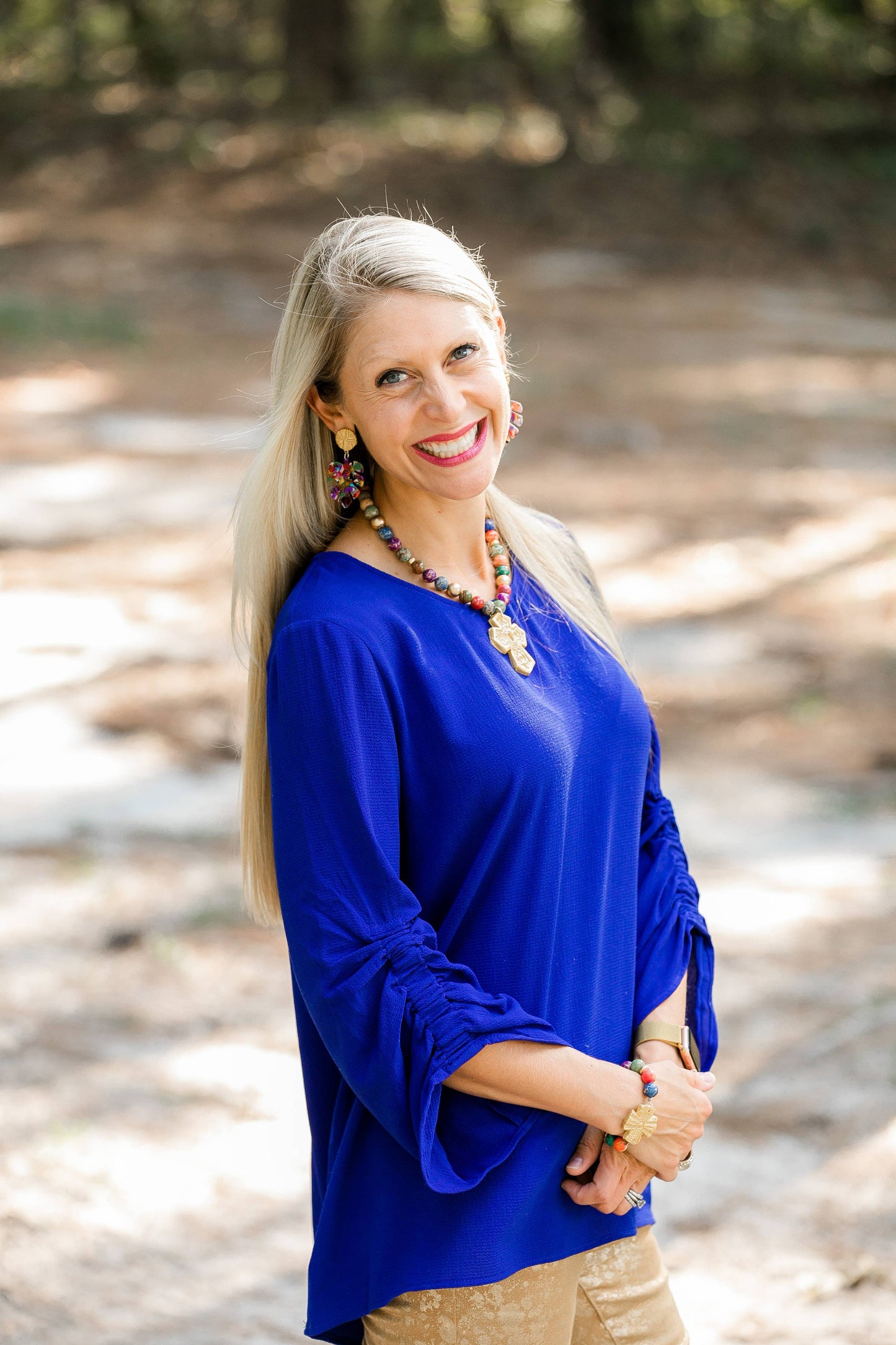 Hidden Truth Jewelry - Multicolored Sea Jasper with Rachel Cross Bracelet