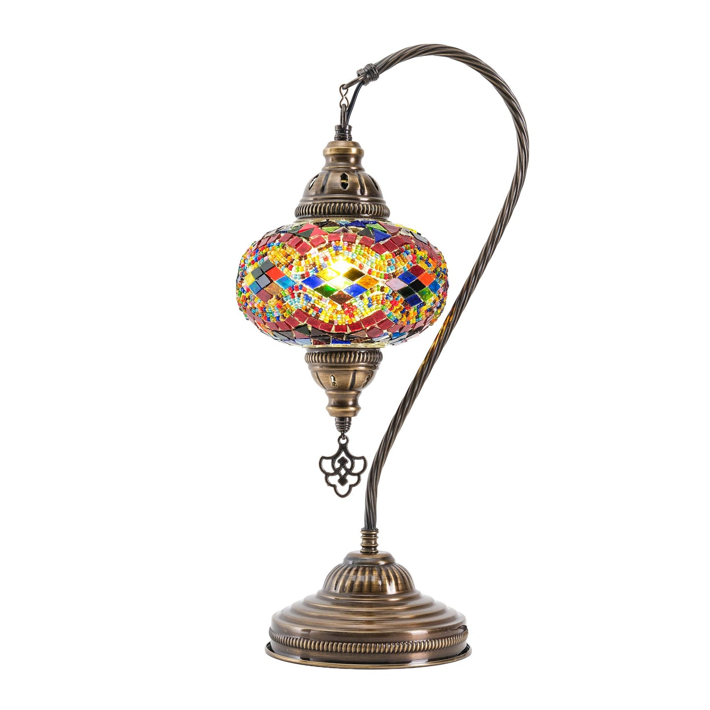 Mozaist LLC - Mozaist Handmade Turkish Mosaic Swan Table Lamp Rainbow