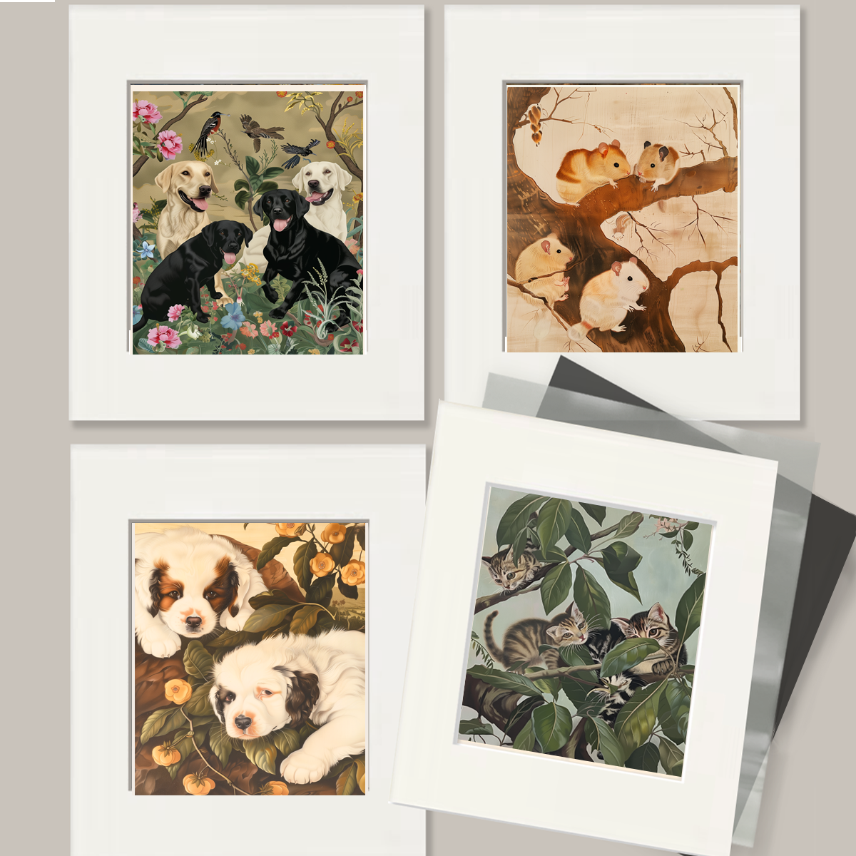 Mowbi - Three Pitbulls 8"x10" Art Print