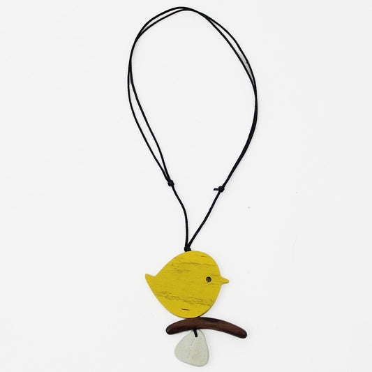Sylca Designs - Yellow Robin On A Branch Necklace
