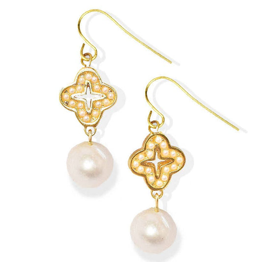 KARINE SULTAN - Pearl and clover dangle earring