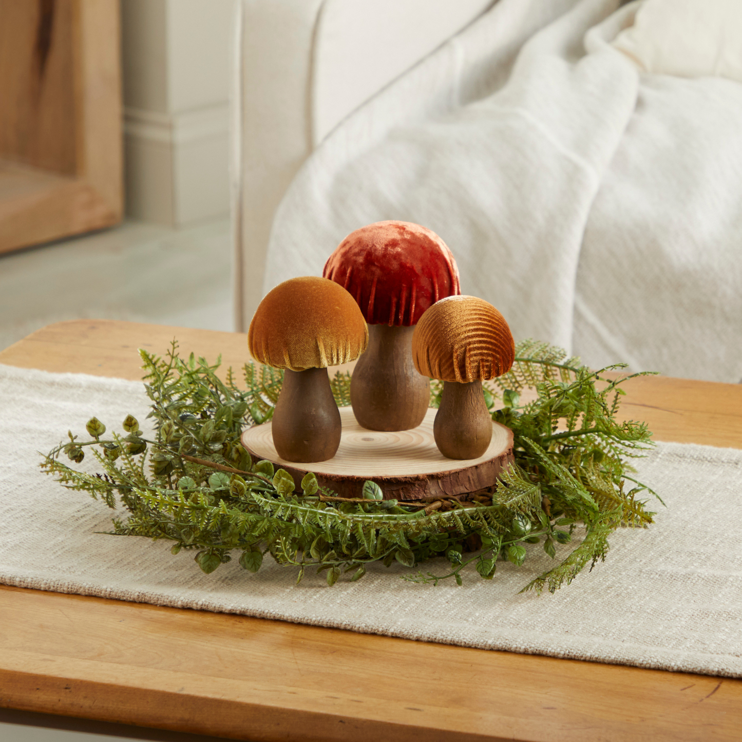 Your Heart's Content - Mushroom Velvet Sets All Season Decor, Nature Lover Gift: Velvet Pastel Set of 3