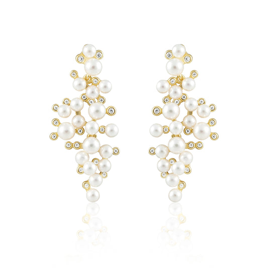 Sahira Jewelry Design - Tiffany Pearl Statement Earring: Gold