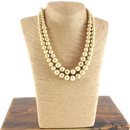 Pretty Persuasions - N23010 Two Layers Large Bead Necklace: GD