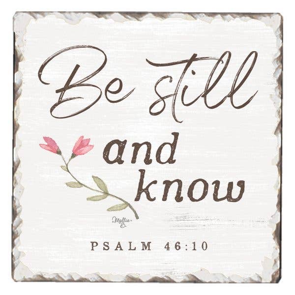 CounterArt/Highland Home/Thirstystone - Be Still & Know Single Absorbent Stone Tumbled Tile Coaster