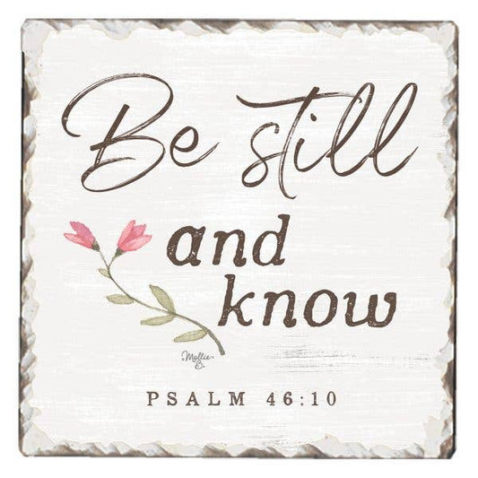 CounterArt/Highland Home/Thirstystone - Be Still & Know Single Absorbent Stone Tumbled Tile Coaster