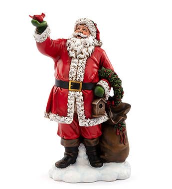 Napco - Santa Holding a Red Cardinal and Wreath Item # 52790