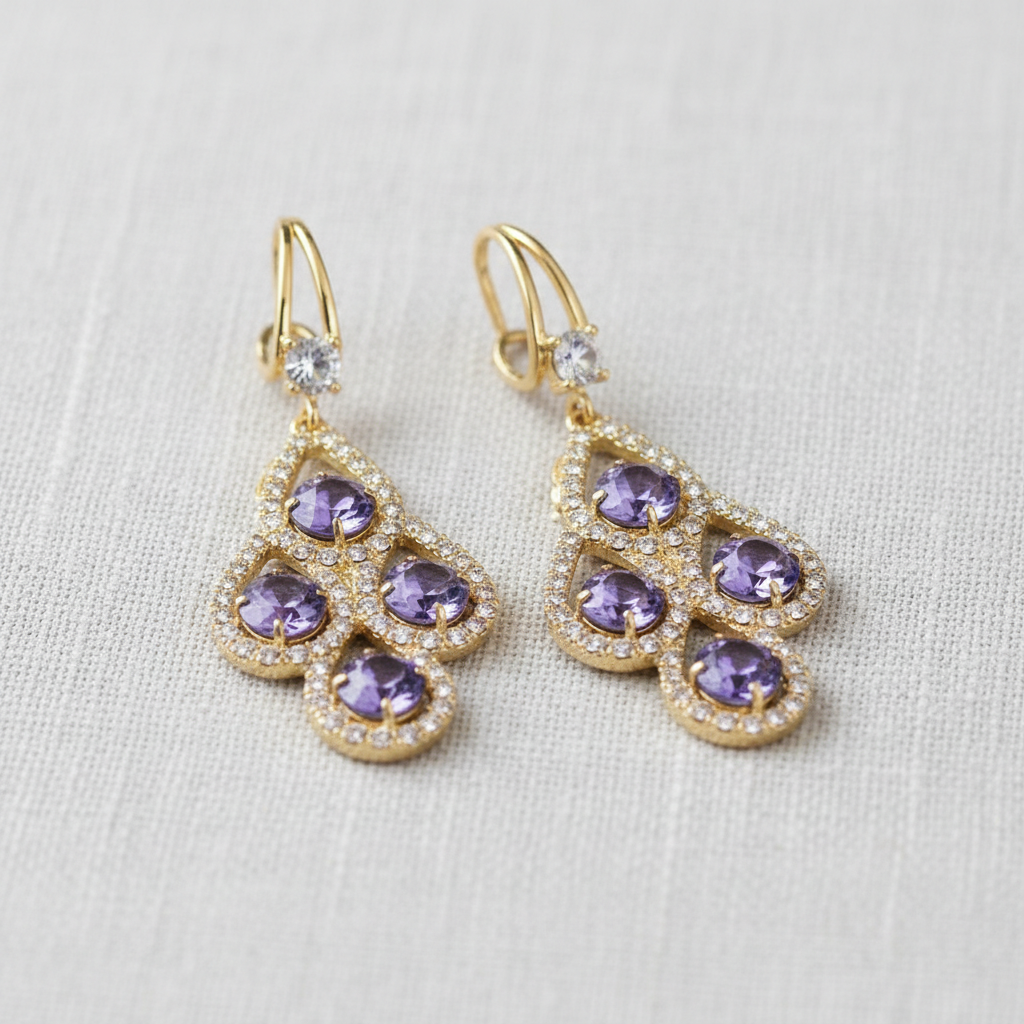 camilla dovey - Purple Zircon Teardrop Ear Cuff Earrings