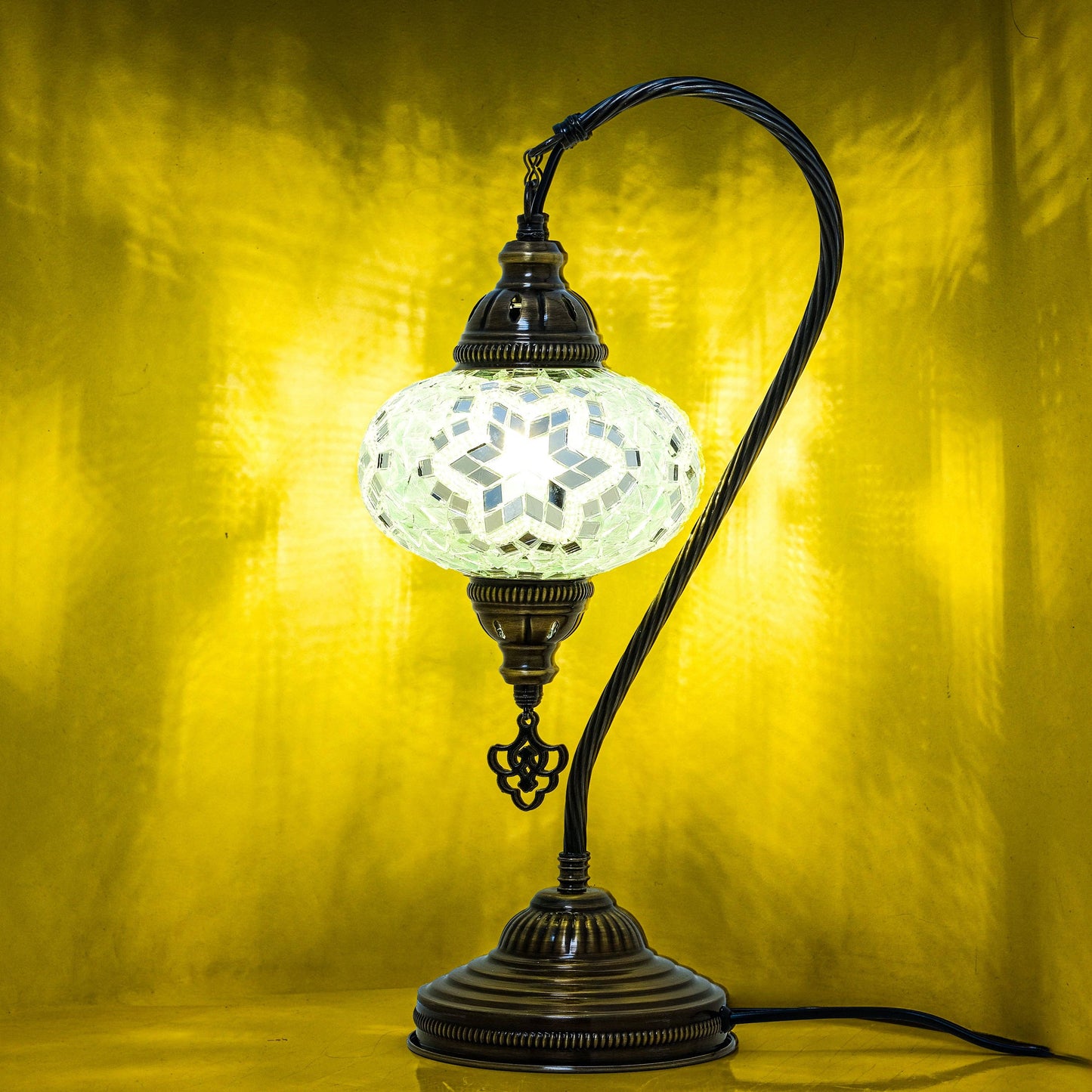 Mozaist LLC - Mozaist Handmade Turkish Mosaic Swan Table Lamp White