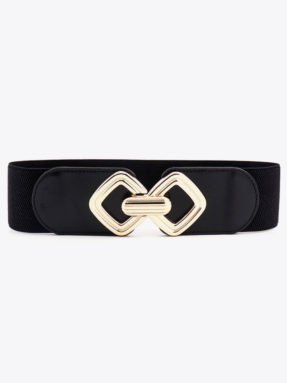 Kustom Kreations Goods - Geometric Buckle Elastic Wide Belt: Black/PU / One Size