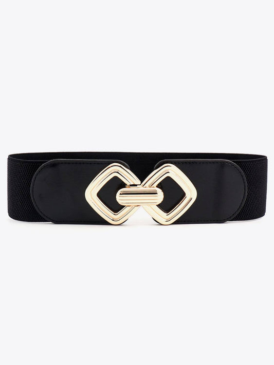 Kustom Kreations Goods - Geometric Buckle Elastic Wide Belt: Black/PU / One Size