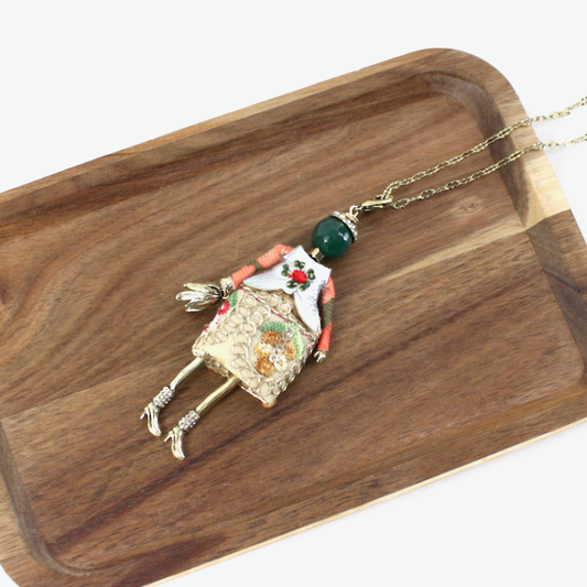 Pretty Persuasions - N26102 Stone Adorned French Doll Stainless Steel Necklace: 08 BGE/GD