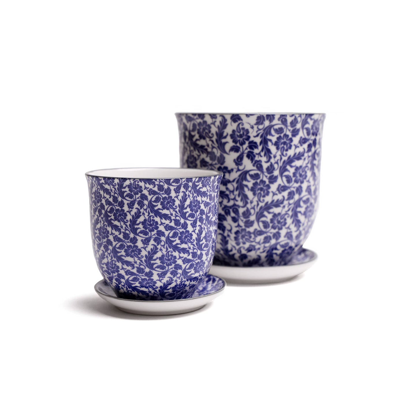 Chive - Liberte Indoor Porcelain Plant Pots: Blue Leaves / 4.25"