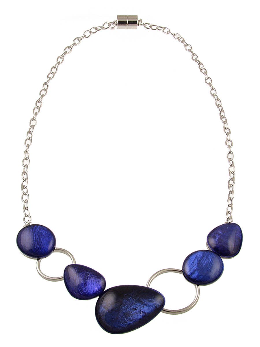Origin Jewelry - Coastal Tide Necklace, Resin & Shell,Turquoise/L.Blue/D.Blue: Light Blue