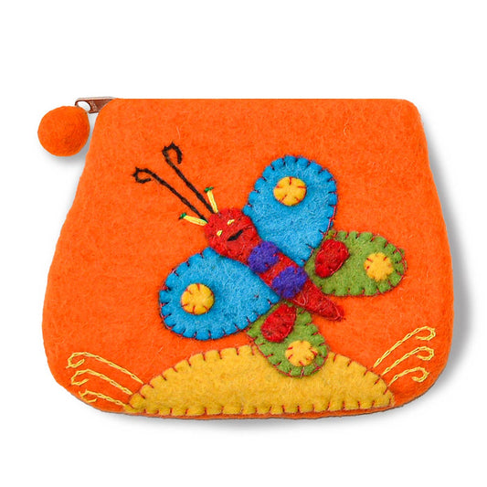 BNB Crafts Inc. - Felted Butterfly with Flower Coin Purse: Orange