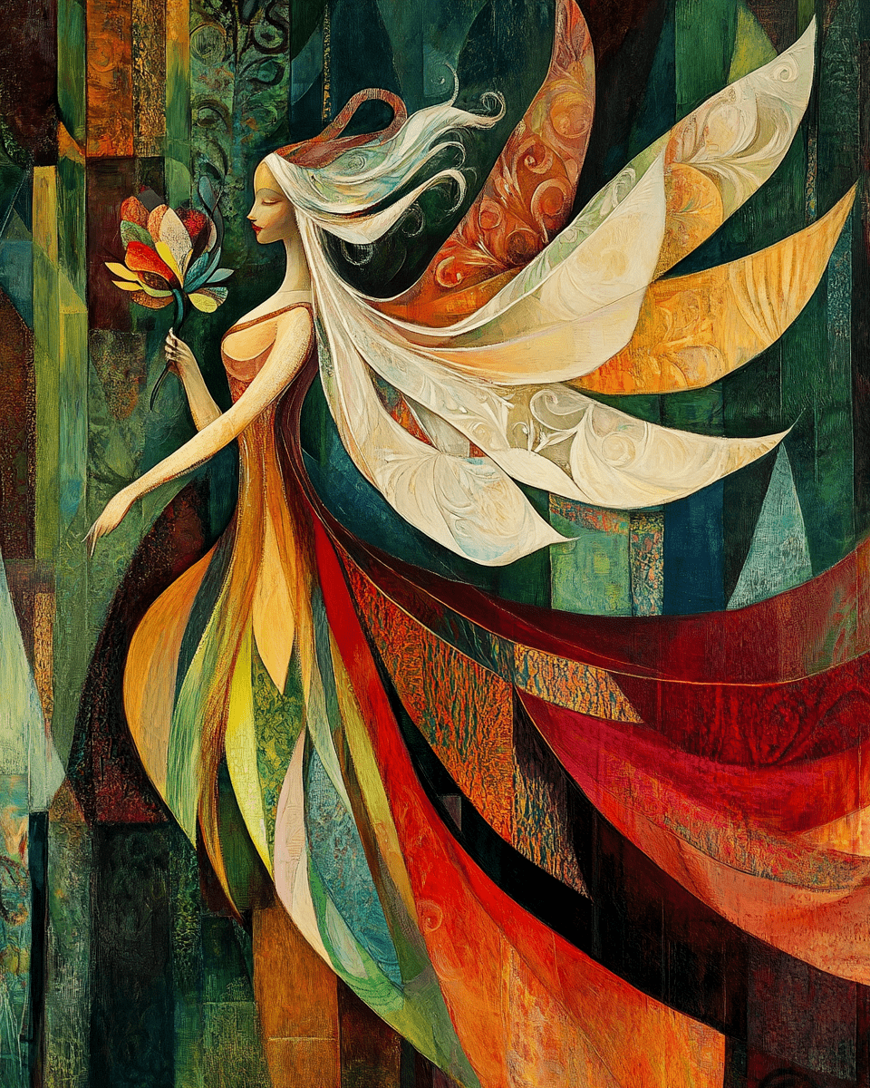 Mowbi - Abstract Fairy - Fairies Wall Art Prints – 8″x10″ Artwork for 11″x14″ Frame