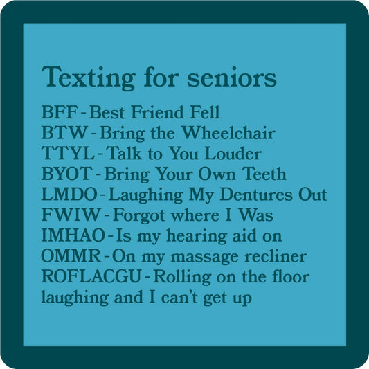 Drinks on Me - COASTER Texting for Seniors | Funny Gift | Home Bar Decor