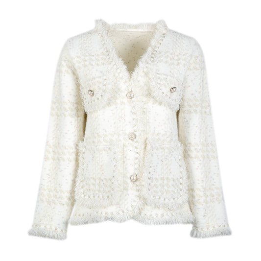 PEACH ACCESSORIES - SD188 V neck soft cardigan: Cream