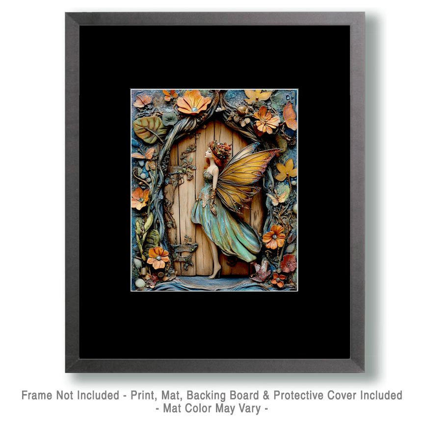 Mowbi - A Fairy at the Door - Fairies Wall Art Prints – 8″x10″ Artwork for 11″x14″ Frame