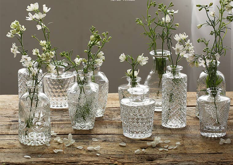 Sweet Home Deco - Bud Vases for Centerpiece, Rustic Decorative Vases, Clear: Style F